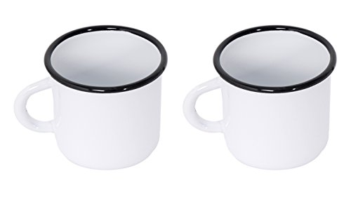 Aucune Surtido de 2 Tazas de Metal esmaltado - 250 ml - Blancas