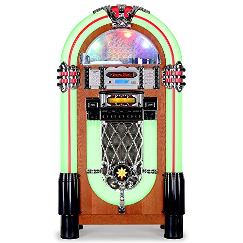 AUNA Graceland XXL Jukebox Vintage - Rockola Discos , MP3 , CD , AUX , Radio FM , Puerto USB , 100 W MAX