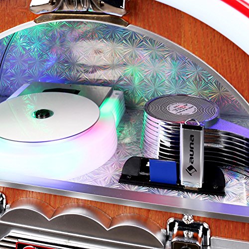 AUNA Graceland XXL Jukebox Vintage - Rockola Discos , MP3 , CD , AUX , Radio FM , Puerto USB , 100 W MAX