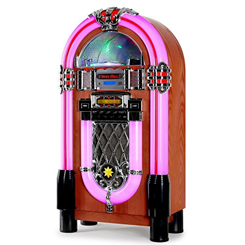 AUNA Graceland XXL Jukebox Vintage - Rockola Discos , MP3 , CD , AUX , Radio FM , Puerto USB , 100 W MAX