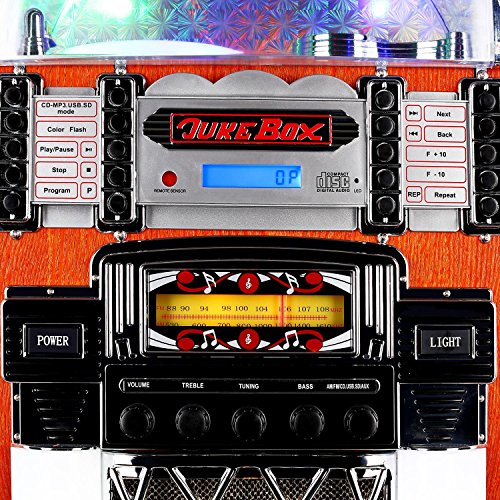 AUNA Graceland XXL Jukebox Vintage - Rockola Discos , MP3 , CD , AUX , Radio FM , Puerto USB , 100 W MAX