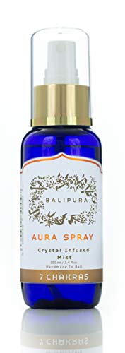 Aura Spray “ 7 Chakras ” para alinear tus chakras – con energía de cristales y aceites esenciales naturales de Frangipani, Incienso y naranja - Hecho a mano en Bali bajo la luna llena - 100ml