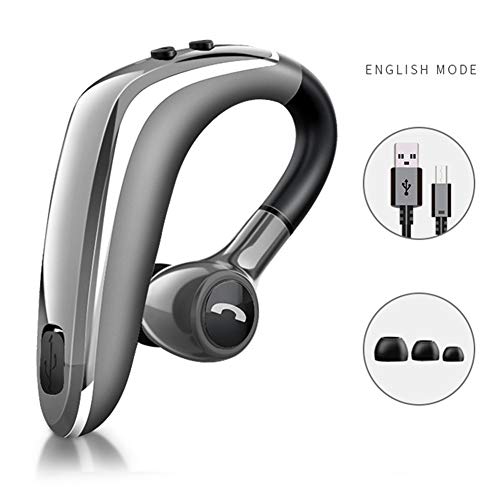 Auricular Bluetooth, auricular Bluetooth manos libres con tecnología Clear Voice Capture, auriculares Bluetooth con cancelación de ruido para teléfonos móviles, color gris free size