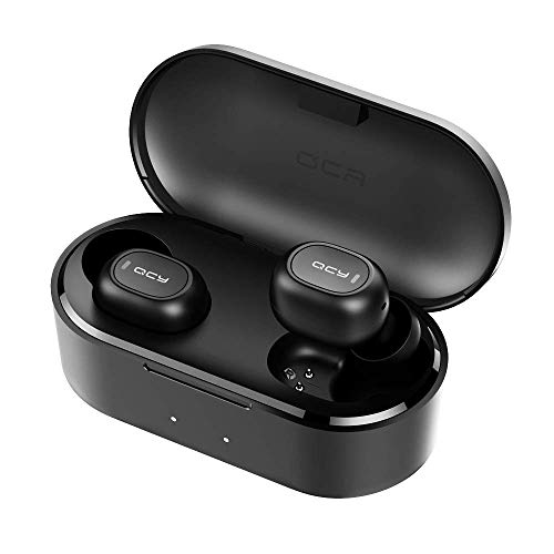 Auriculares Bluetooth con Micrófonos, HOMSCAM True Wireless Earbuds Impermeable Auriculares Inalámbricos Bluetooth 5.0 QCY HiFi Mini Twins Estéreo In-Ear Bluetooth con Caja de Carga Portátil