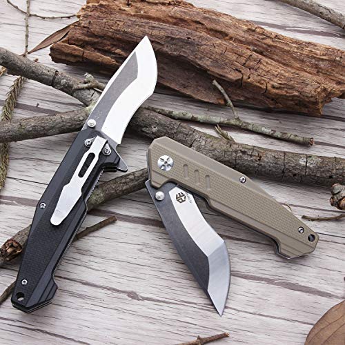 AuRiver Navaja Plegable,PF712 Navaja de Bolsillo Plegable Acero, Cuchillo Outdoor Unisex Adulto (Black)