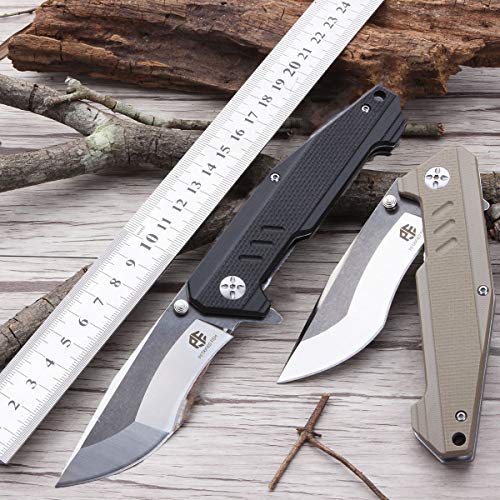 AuRiver Navaja Plegable,PF712 Navaja de Bolsillo Plegable Acero, Cuchillo Outdoor Unisex Adulto (Black)