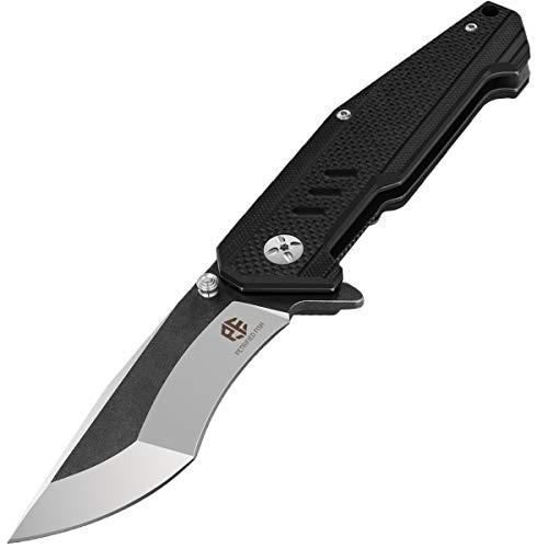 AuRiver Navaja Plegable,PF712 Navaja de Bolsillo Plegable Acero, Cuchillo Outdoor Unisex Adulto (Black)