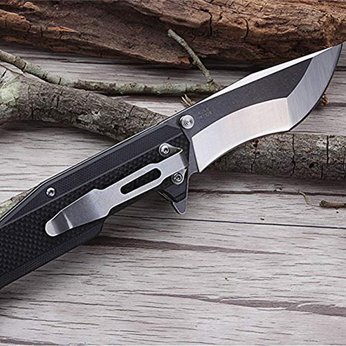 AuRiver Navaja Plegable,PF712 Navaja de Bolsillo Plegable Acero, Cuchillo Outdoor Unisex Adulto (Black)