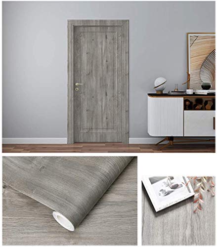 Autoadhesivo Gris Madera Vinilo Muebles Etiqueta de la pared Papel pintado para el piso Armarios de cocina Estantes Paredes Muebles de mesa Puerta 40CMX3M