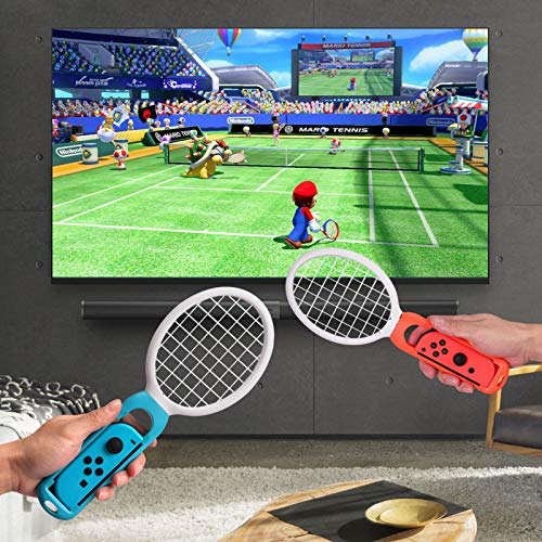 AUTOUTLET 3 en 1 Accesorios para Nintendo Switch, Grip y Raqueta de Tenis, Juego de Accesorios del Volante, Empuñadura, para Mario Tennis Aces Juego, para Controlador de Juegos para Switch Joy-Con