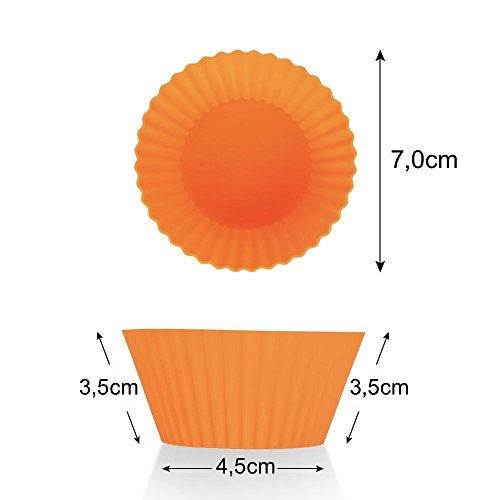 AVANA reutilizables Moldes para magdalenas silicona de de llamas respetuosa con el medio ambiente para magdalenas Cupcake Muffin Forma Hornear 8 colores, Juego de 24