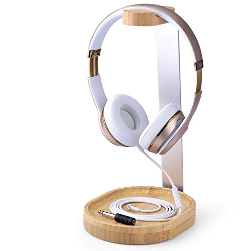 Avantree Universal Soporte Auriculares de Madera Bambú & Aluminio con Bandeja para Cables - válido para Auriculares Sony, Bose, Shure, Jabra, JBL, AKG, para Juego y Pantalla [2 años de garantía]