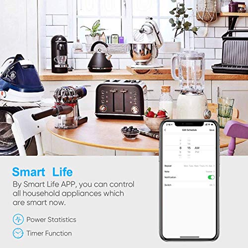 AWOW Enchufe Inteligente 16A 3680W, 2.4GHz Wifi Smart Plug con Control Aplicaciones y de Voz, Función de Temporizador, Compatible con Amazon Alexa y Google Home (Paquete de 4)