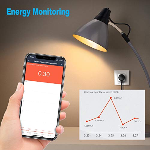 AWOW Enchufe Inteligente 16A 3680W, 2.4GHz Wifi Smart Plug con Control Aplicaciones y de Voz, Función de Temporizador, Compatible con Amazon Alexa y Google Home (Paquete de 4)