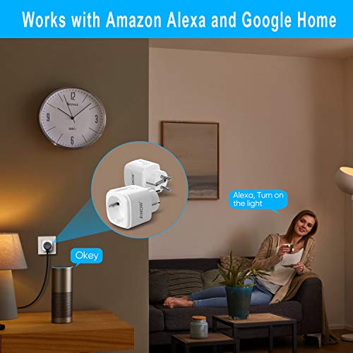 AWOW Enchufe Inteligente 16A 3680W, 2.4GHz Wifi Smart Plug con Control Aplicaciones y de Voz, Función de Temporizador, Compatible con Amazon Alexa y Google Home (Paquete de 4)