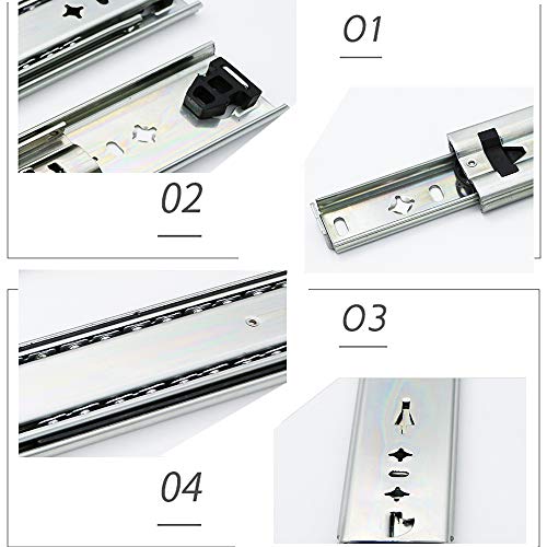 AYXC Guía Telescópica 3 Pliegues De Extensión Completa Rieles para Cajones,Carga De hasta 120 Kg Guía para Cajón,200mm 600mm 1200mm,para Armario, Baño,Guías Correderas