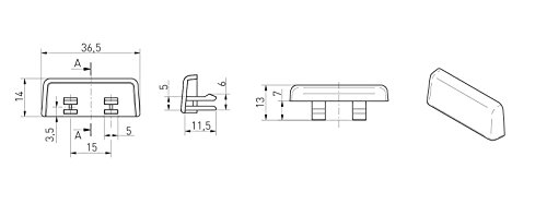 B de H Agua – Tapas para ranura estándar blanco RAL 9016 para ranura fräsungen de 16 – 30 x 5 mm