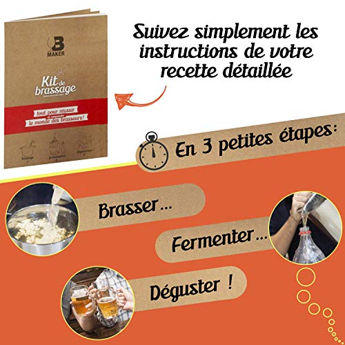 B Maker – Kit de cerveza belgian triple – Idea regalo para hombre y mujer – Kit para hacer cerveza en casa – reutilizable y fabricado en Francia – 3 litros