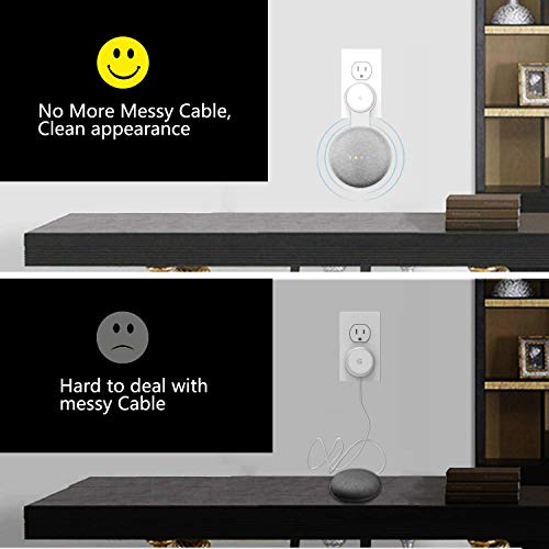 Baaletc Soporte de Pared Outlet para Google Home Mini/Nest Mini (2nd Gen) Asistente de Altavoz, Altavoz Inteligente, Manejo de Cable Incorporado