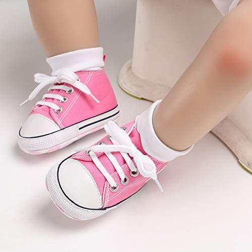 Babycute - Zapatillas de lona para bebé con suela suave y cordones, informales, para niños y niñas, primeros pasos, color Beige, talla 0-6 meses