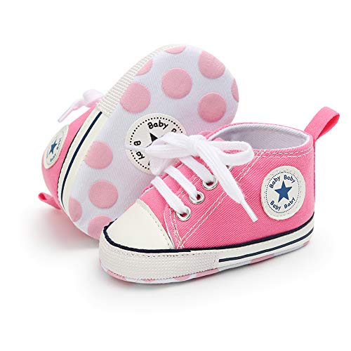 Babycute - Zapatillas de lona para bebé con suela suave y cordones, informales, para niños y niñas, primeros pasos, color Beige, talla 0-6 meses