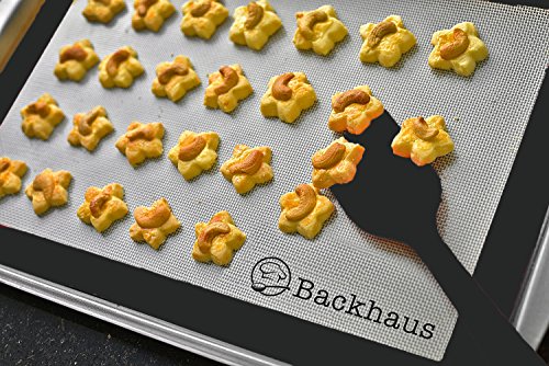 Backhaus Tapete De Silicón Antiadherente para Reposteria con Espátula - Lámina de Horno sin BPA Ecológico y Reutilizable - Garantía de por Vida - 30x40cm | Negro