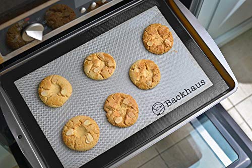 Backhaus Tapete De Silicón Antiadherente para Reposteria con Espátula - Lámina de Horno sin BPA Ecológico y Reutilizable - Garantía de por Vida - 30x40cm | Negro