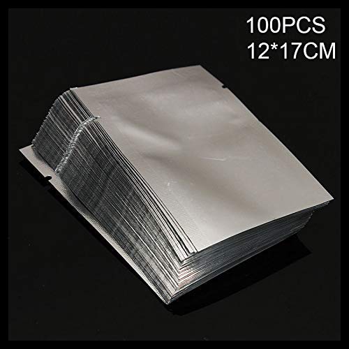 Baifeng 100pcs Calor Sello Bolsas Almacenaje Aluminio Metalizado Selladora Al Vacío Bolsas Calidad Alimentaria para Nueces - 12x17CM