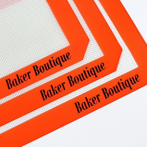 Baker Boutique 3 piezas Juego de silicona para hornear (11.6 "x 8" reutilizable resistente al calor antiadherente para hornear (grado profesional para cuarto hoja