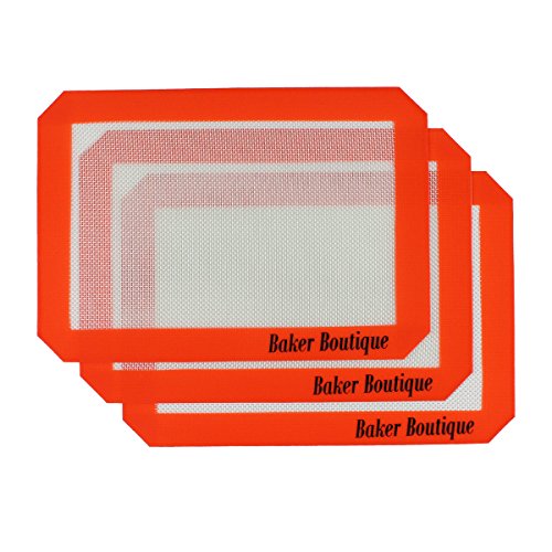 Baker Boutique 3 piezas Juego de silicona para hornear (11.6 "x 8" reutilizable resistente al calor antiadherente para hornear (grado profesional para cuarto hoja
