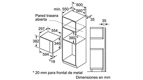 Balay 3CG5172A0 - Microondas integrable / encastre con grill, 800 W / 1000 W , color gris