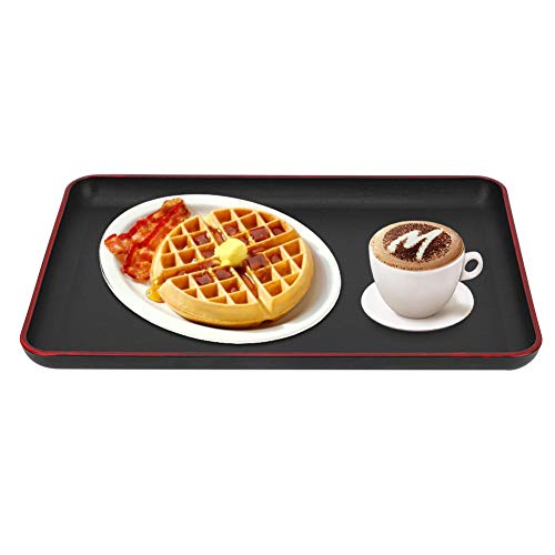 Bandeja de servicio Bandeja rectangular y ecológica de plástico Gastrot Bandeja de comida antideslizante para Bar Hotel Home (negro).(39 * 28cm)