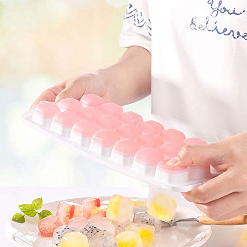 Bandejas para Hielo Silicona con Tapa, Juego de 3 Cubitera hielo con 1 Pinza Cubo Hielo, Molde Hielo 2.7 * 2.7 cm, Ice Mold para Congelarse Alimentos para Bebés Agua Cola Cócteles Whisky