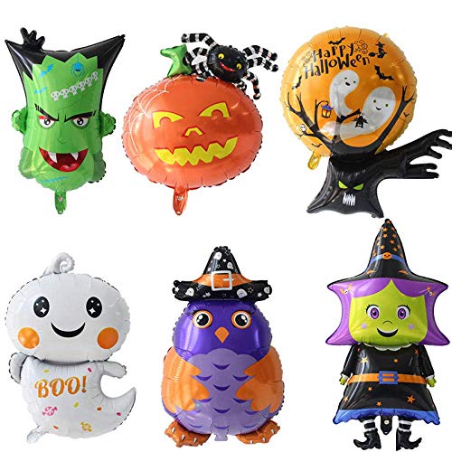 Banderas de decoración de papel Garland Bunting dulces de calabaza Parte cuadro de luz Led cráneo Globo de helio-Suministros 6pcs globos SEAno1