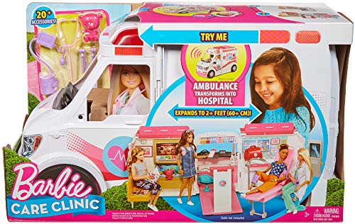 Barbie - Ambulancia de mascotas con muñeca - accesorios muñeca - (Mattel FRM19)