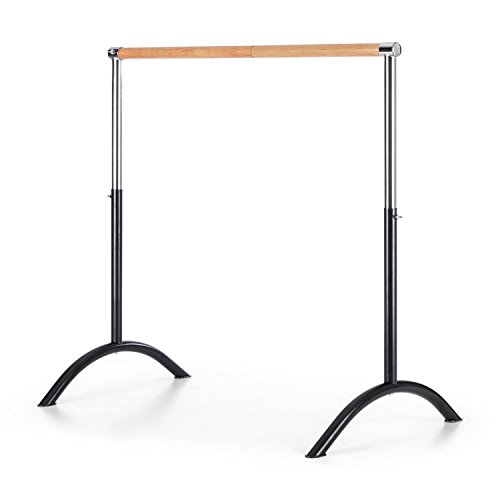 Barra de ballet Klarfit, móvil, de 110 x 113 cm, móvil, altura ajustable de 70 a 113 cm, sin montaje en la pared, buen agarre, diámetro de 38 mm, de acero, Preto