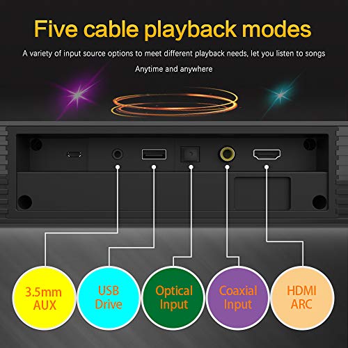 Barras de Sonido para TV, Bluetooth 5.0, Profesional Sonido Envolvente Altavoz para TV/Home Cinema, Apoyo HDMI/Coaxial/AUX/óptico/USB, Compatible para TV, Moviles, Tableta,Montable en la Pared (60CM)