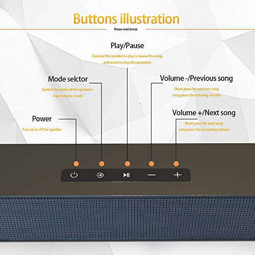 Barras de Sonido para TV, Bluetooth 5.0, Profesional Sonido Envolvente Altavoz para TV/Home Cinema, Apoyo HDMI/Coaxial/AUX/óptico/USB, Compatible para TV, Moviles, Tableta,Montable en la Pared (60CM)