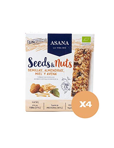 Barritas Ecológicas de Semillas y Frutos Secos. Bajas en Azúcar. Altas en Fibra y Proteínas. Vegetarianas. Snack Saludable. Pack de 12 Unidades de 25 g Cada Una