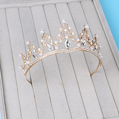 Barroco Rhinestone Tiara Coronas para mujeres Coronas de novia Coronas Coronas Joyas Accesorios para el cabello (Oro)