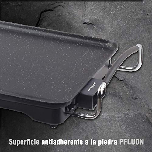 Bastilipo Titanium Pro Chef Plancha Cocina, Antiadherente a la Piedra, 1900 W, Aluminio, Plástico, Negro