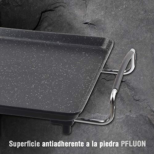 Bastilipo Titanium Pro Chef XL Plancha cocina antiadherente a la piedra, 2000 W, Aluminio, Plástico, Negro