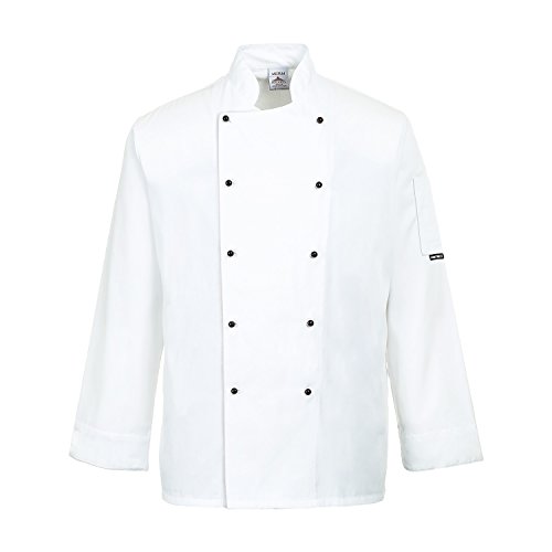 Bata blanca de cocinero Somerset, bata de panadero, ropa de hostelería en tallas a elegir, Blanco, oxC834-BLANC-L
