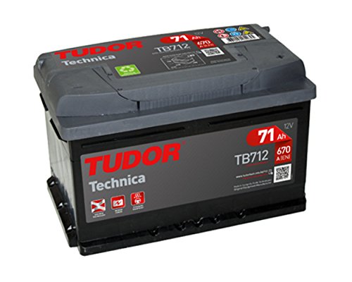 Batería para coche Tudor Exide Technica 71Ah, 12V. Dimensiones: 278 x 175 x 175. Borne derecha.