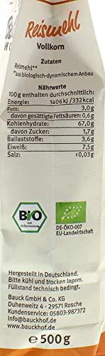 Bauck Hof Harina Integral orgánica De Arroz Sin Gluten, 500 gr