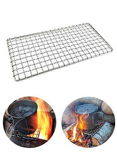 BBQ Net Parrilla de leña Simple Parrilla de Rejilla Parrilla de Barbacoa de Acero Inoxidable 304 para Acampar al Aire Libre Senderismo Olla de Rejilla (Olla no incluida)