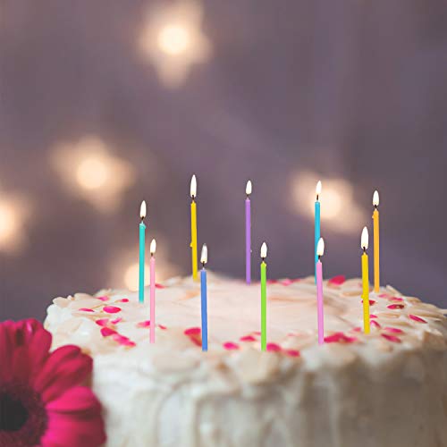 BBTO 100 piezas velas de cumpleaños coloridas para tartas largas y finas para fiestas, bodas, cumpleaños, decoración de tartas