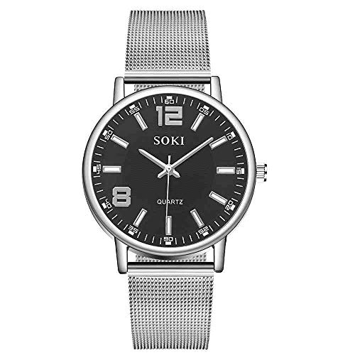 BDDLLM Reloj de Pulsera Relojes para Hombre Reloj de Correa de Malla de Acero Inoxidable Casual para Hombre Reloj de Cuarzo con Esfera Simple Erkek KOL i, B