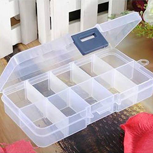 bdrsjdsb Portátil 10 Compartimentos Caja De Almacenamiento De Plástico Transparente Joyería Mini Artículos Grano Tornillo Organizador Contenedor