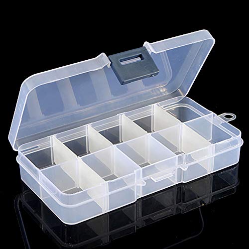 bdrsjdsb Portátil 10 Compartimentos Caja De Almacenamiento De Plástico Transparente Joyería Mini Artículos Grano Tornillo Organizador Contenedor